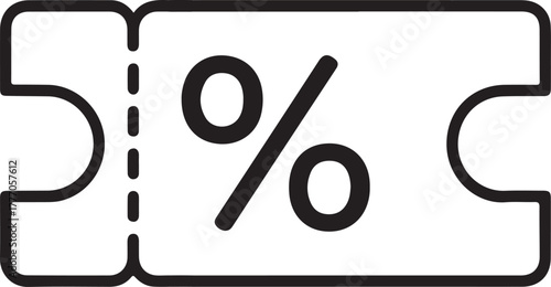 Simple line art coupon with percentage symbol for discounts