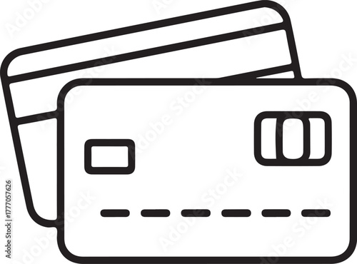Two credit cards in a simple outline drawing style