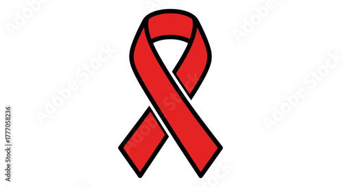 A Red Ribbon Symbol of AIDS and HIV Awareness, Support, and Solidarity for World AIDS Day