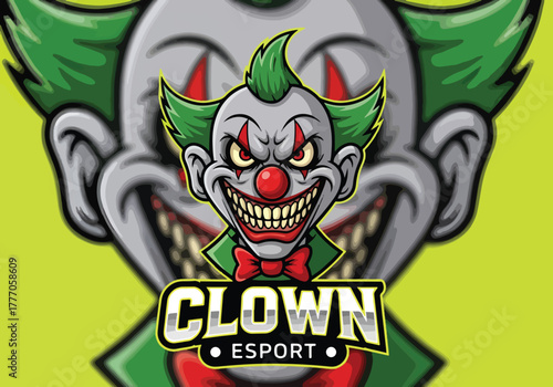 Scary clown esports logo design for gaming teams - Gaming logo - Gaming Mascot - esport mascot vector illustration