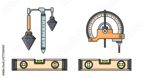 Precision tools and equipment displayed on a clean white background showcasing accuracy and craftsmanship