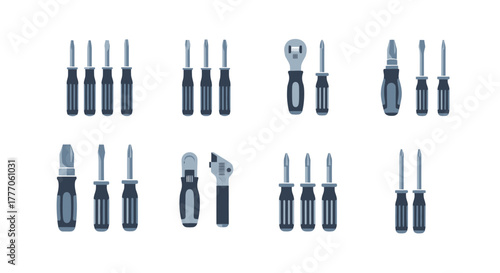 Wallpaper Mural Vector Icon Set of Screwdriver Heads and Precision Bits on White Background Torontodigital.ca