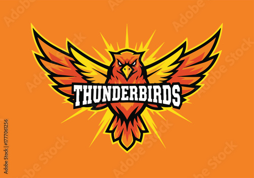 Fiery thunderbird mascot logo for gaming and sports - Gaming logo - Gaming Mascot - esport mascot vector illustration
