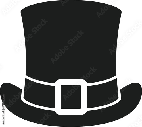 Black Leprechaun Hat with White Buckle Vector ireland