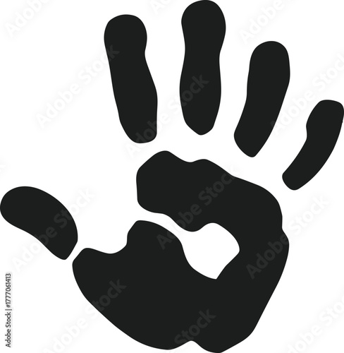Black Handprint Vector Graphic On White Background 1