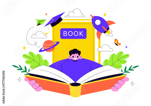 Book Week Events Vector Illustration with People Reading and Students Studying Textbooks for Literacy in a Flat Style Cartoon Background