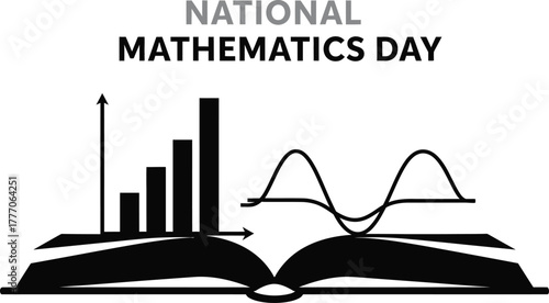 National mathematics day with open book and chart