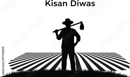 Kisan diwas with farmer holding plow in field