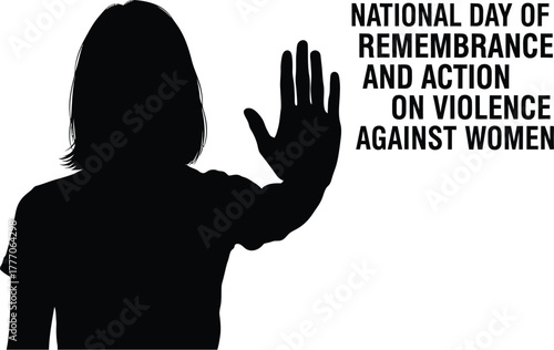 National day of remembrance and action on violence against women with raised hand