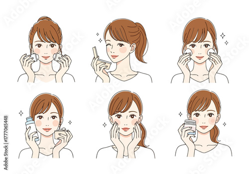 Stepbystep skincare routine for women illustrated