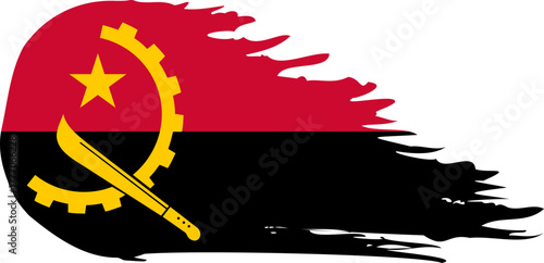 angola comet flag fly, grunge brush vector