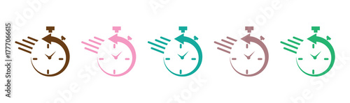 Clock icon. Set of watches. Flat style.  Set of different clock icons in a flat design. Vector 