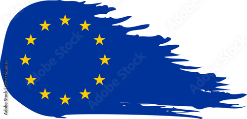 eu comet flag fly, grunge brush vector