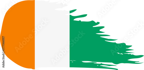ivory coast comet flag fly, grunge brush vector