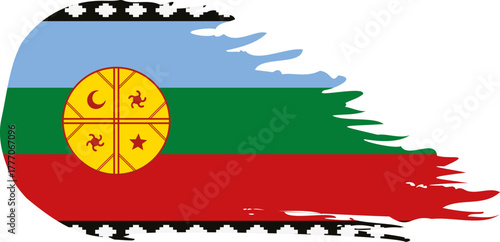 mapuche comet flag fly, grunge brush vector