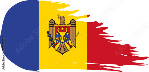 moldova comet flag fly, grunge brush vector