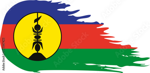 new caledonia comet flag fly, grunge brush vector
