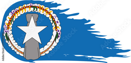 northern mariana islands comet flag fly, grunge brush vector