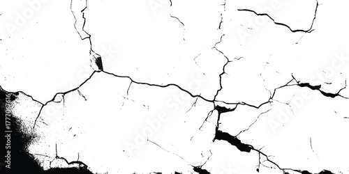 Cracks on the concrete wall. Cracks isolated on white background. Texture for overlay. Wall Background. 