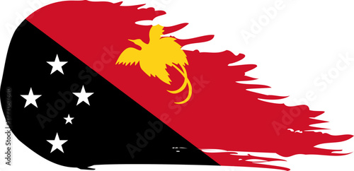 papua new guinea comet flag fly, grunge brush vector