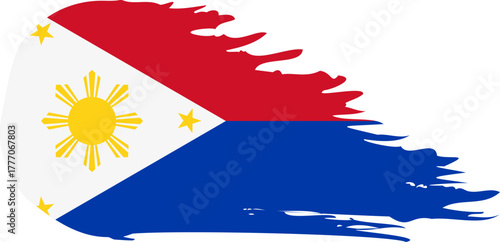 philippines - wartime comet flag fly, grunge brush vector