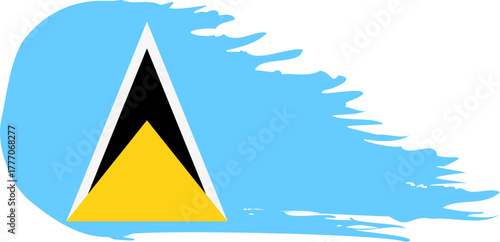 saint lucia comet flag fly, grunge brush vector