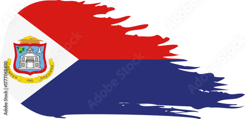 sint maarten comet flag fly, grunge brush vector