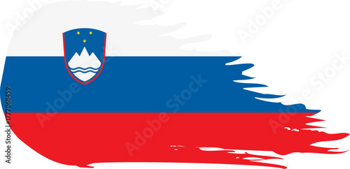 slovenia comet flag fly, grunge brush vector