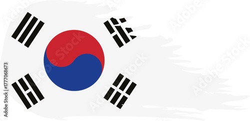 south korea comet flag fly, grunge brush vector