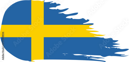 Canvas Print sweden comet flag fly, grunge brush vector