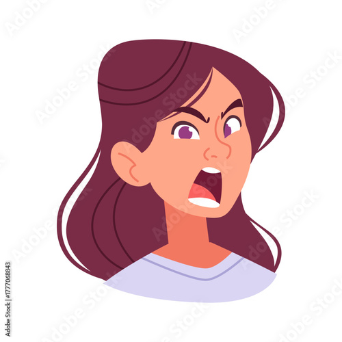 Angry woman shouting loudly, expressing intense frustration and rage