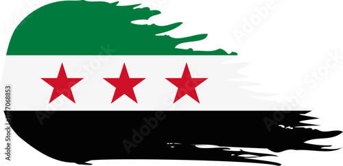 syria revolution comet flag fly, grunge brush vector