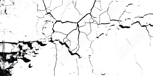 Cracks on the concrete wall. Cracks isolated on white background. Texture for overlay.  Wall Background. For designers to apply texture cracks to objects.. 