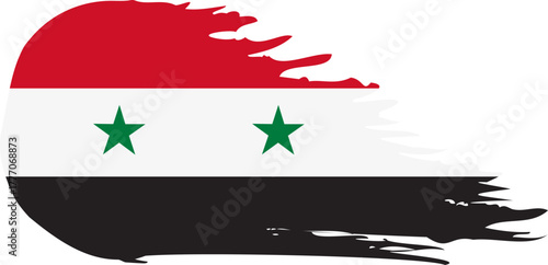 syrian arab republic comet flag fly, grunge brush vector