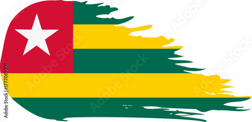 togolese republic comet flag fly, grunge brush vector