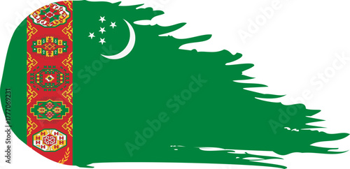 turkmenistan comet flag fly, grunge brush vector