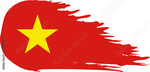 Vietnam comet flag fly, grunge brush vector
