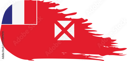 Wallis and Futuna comet flag fly, grunge brush vector