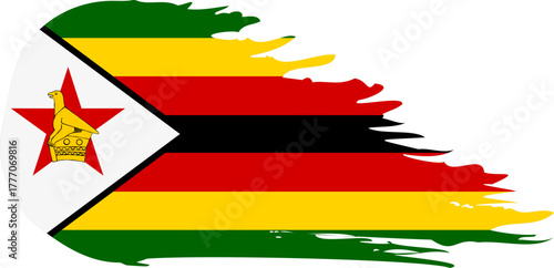 Zimbabwe comet flag fly, grunge brush vector