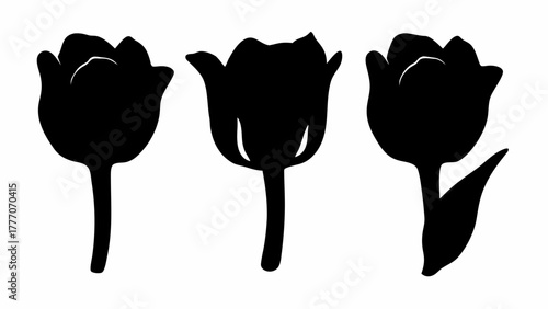 Elegant tulip silhouettes in bold black, perfect for modern designs, invitations, and springtime themes. A versatile floral element with a clean, graphic style