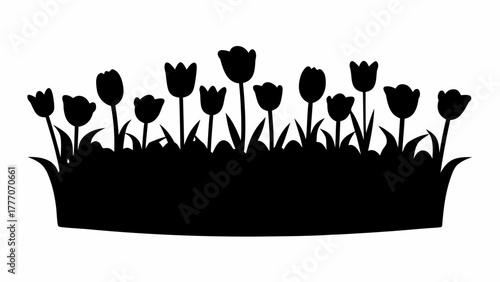 Elegant tulip silhouette, perfect for spring designs and floral themes, vector outline offers flexibility for creative projects, ideal for invitations or logos