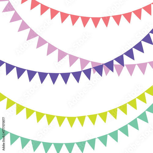 Festive Pennant Parade Colorful Banners in Curved Harmony