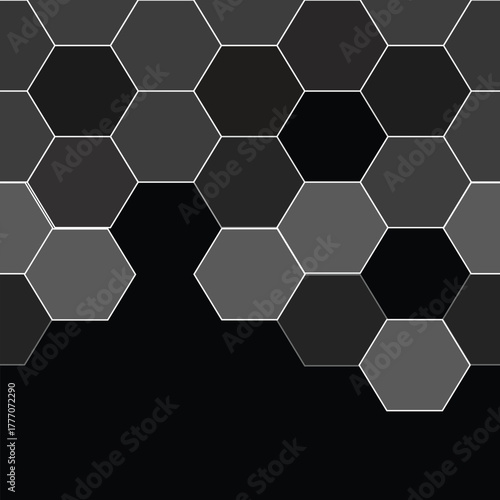 seamless hexagonal pattern with black and white color background.eps