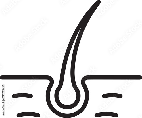 Simple line icon of a hair follicle growing from skin