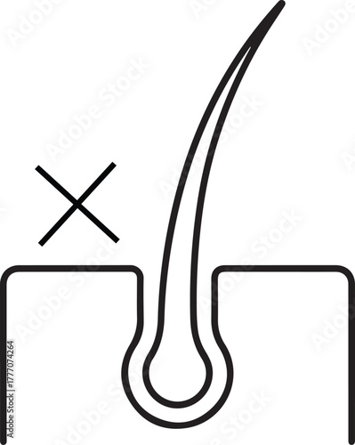 Icon representing hair removal or absence of hair growth