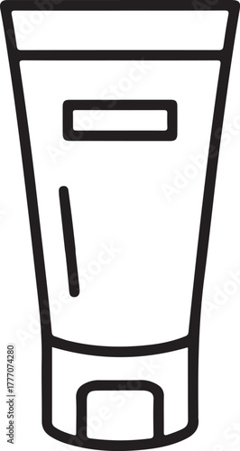 Simple line art icon of a squeeze tube for cosmetics or cream