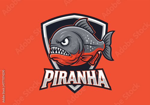 Aggressive piranha gaming logo design - Gaming logo - Gaming Mascot - esport mascot vector illustration