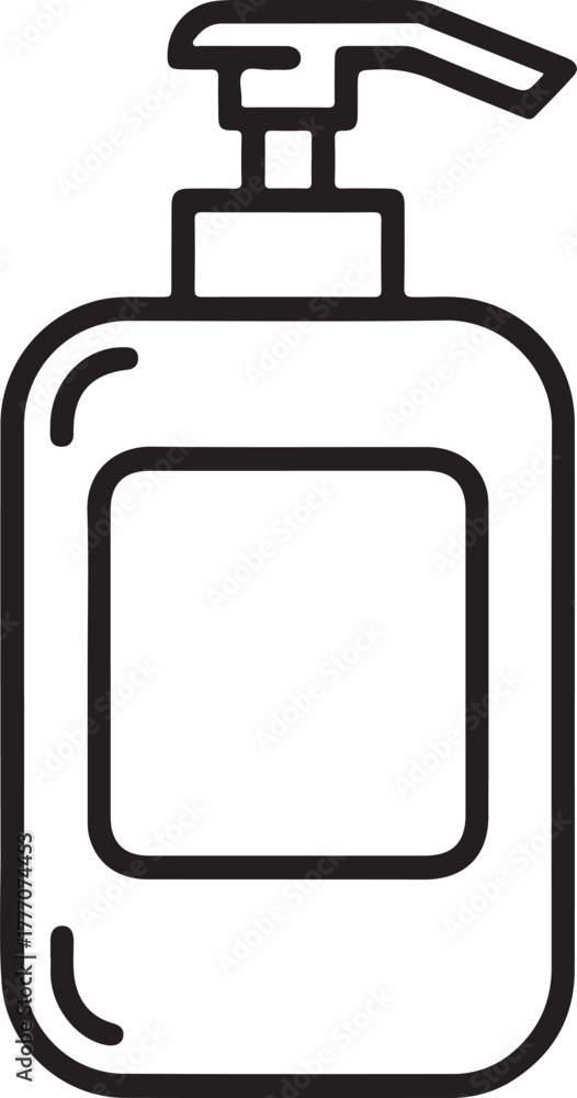 Obraz premium Simple outline drawing of a liquid soap dispenser bottle