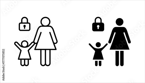 parental control line icon set, vector illustration on white background