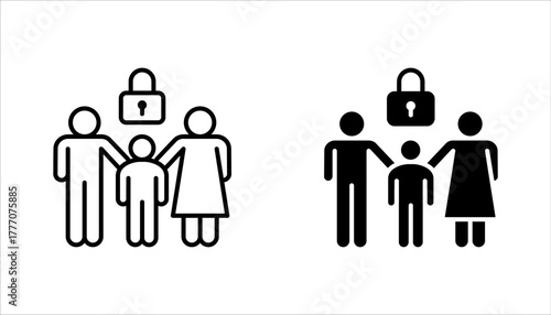 parental control line icon set, vector illustration on white background